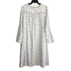 Celestial Dreams Nightgown Size XL Midi Cardinal Holly Red Birds Grannycore Cozy